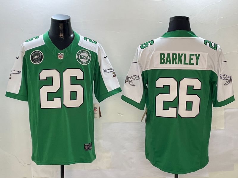 Men Philadelphia Eagles #26 Barkley Green Thanksgiving three generations 2024 Nike Limited NFL Jersey style 1->atlanta braves->MLB Jersey
